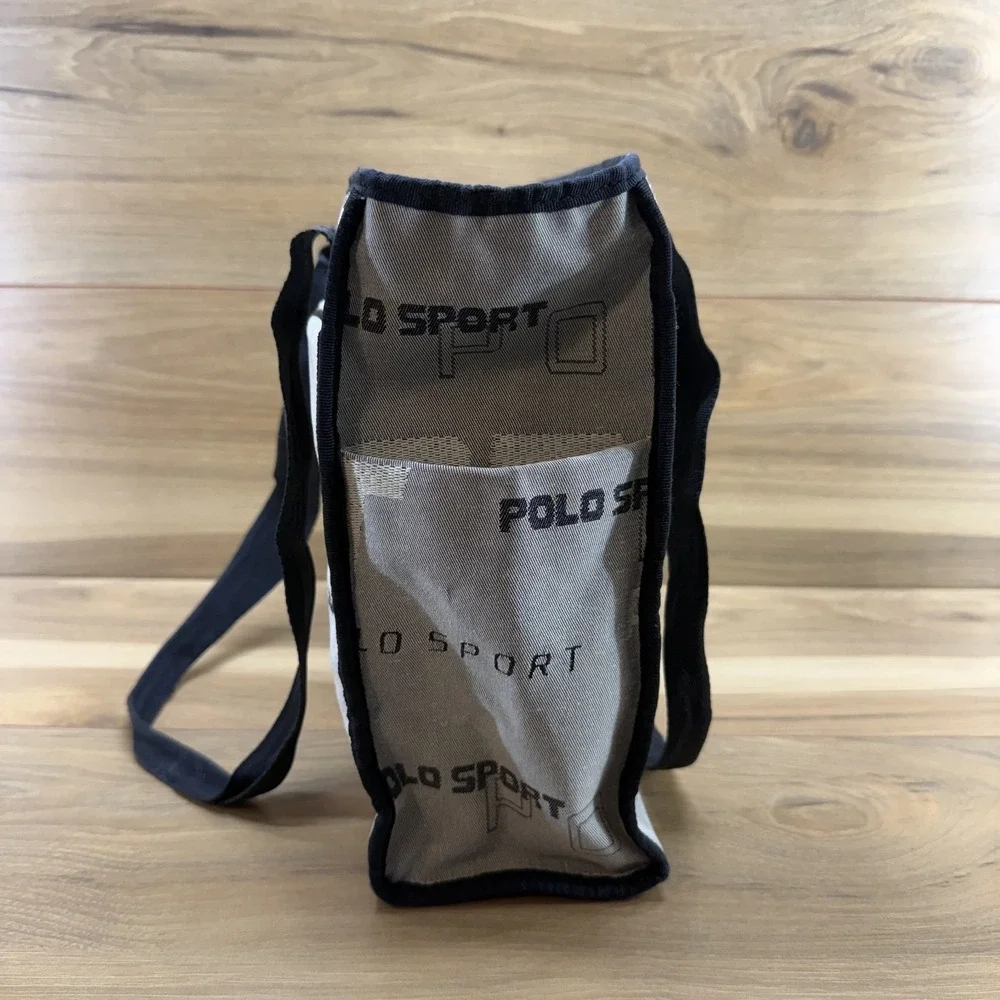 Polo Sport Vintage 90's Medium Zip Tote Gray Signature Script Travel School Bag